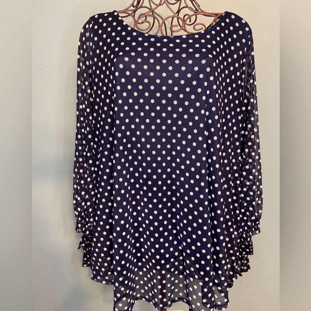 Papermoon Navy and White Polka Dot Tunic Top